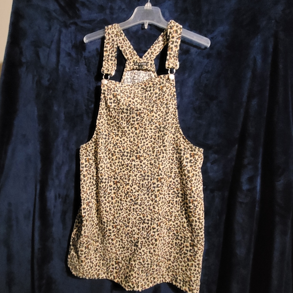 As You Wish, Leopard print rib dress / jumper. Size L,  21" waist, 36 length